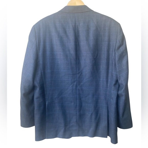 Hart Schaffer and Marx Sports Coat Vintage Look Wool Blend Blue Windowpane 44R - Picture 5 of 9